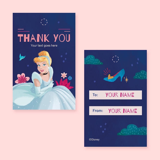 Colorful Cinderella Thank You Gift Tag
