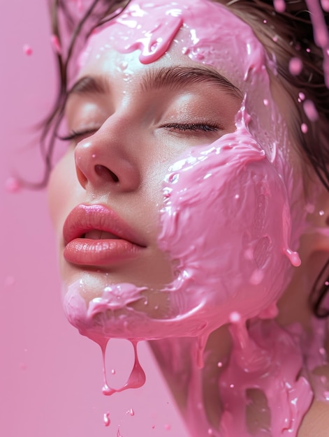 Creative beauty shot with vibrant liquid overlay