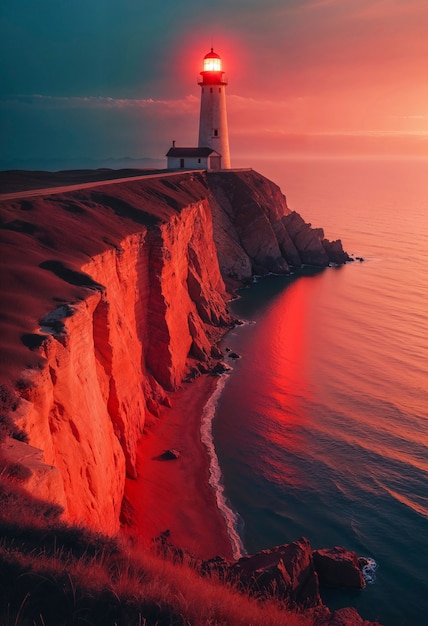 Seascape with lighthouse