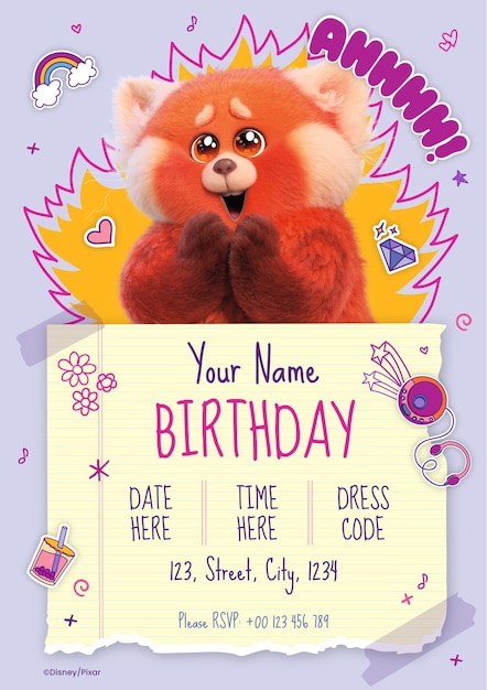 Turning Red Birthday Invitation